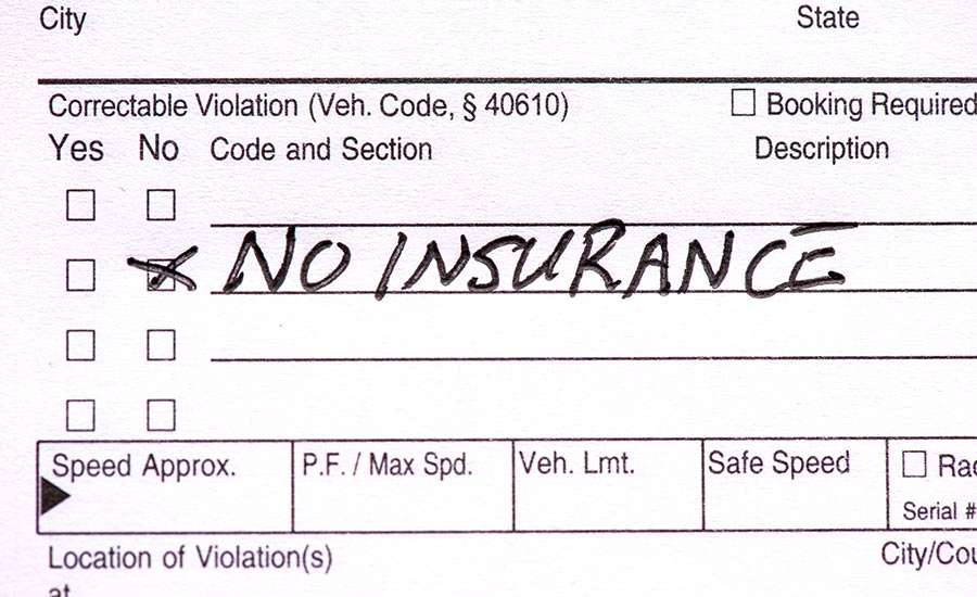 A ticket for No insurance