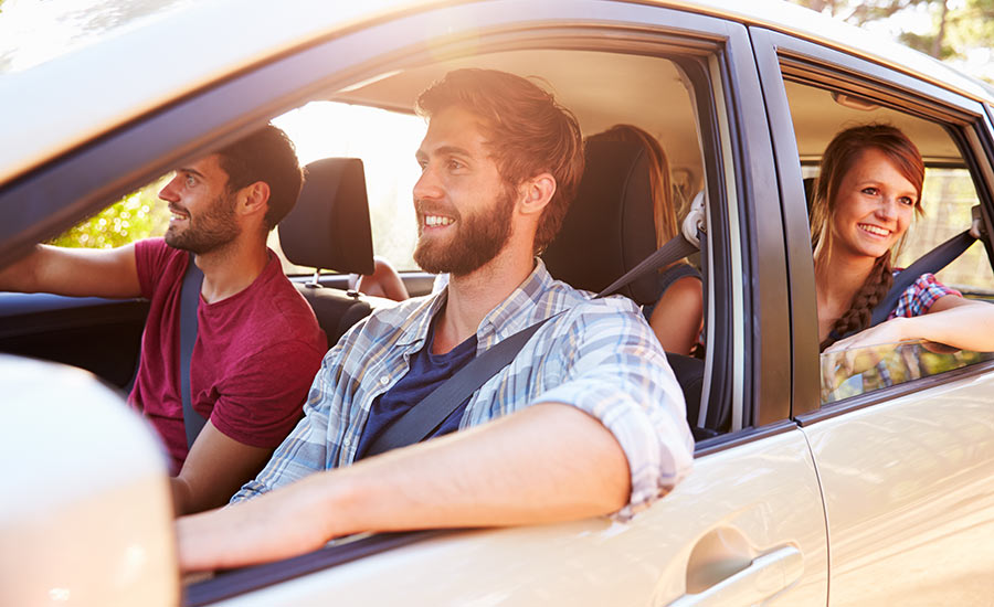 A group of friends in a car