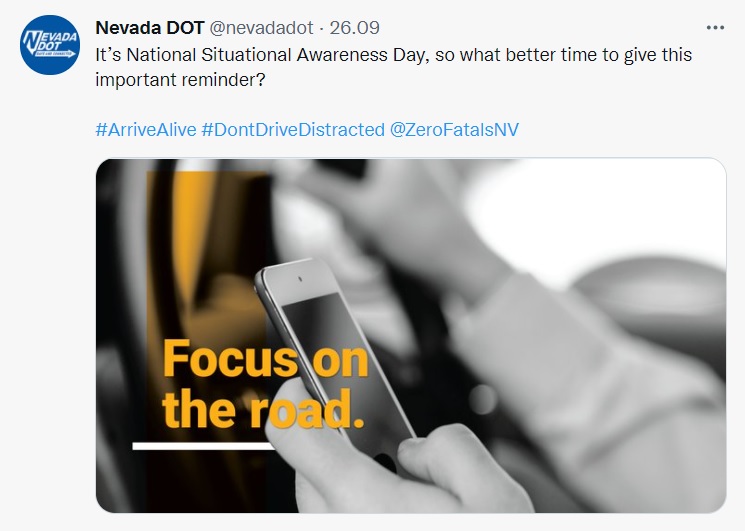 Twitter post by Nevada Department of Transportation